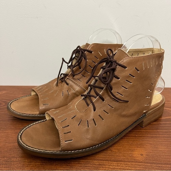 Muse & Cloud Women's Zycro Cognac Leather Lace-up Summer Boho Sandals NEW 10 - Picture 2 of 11